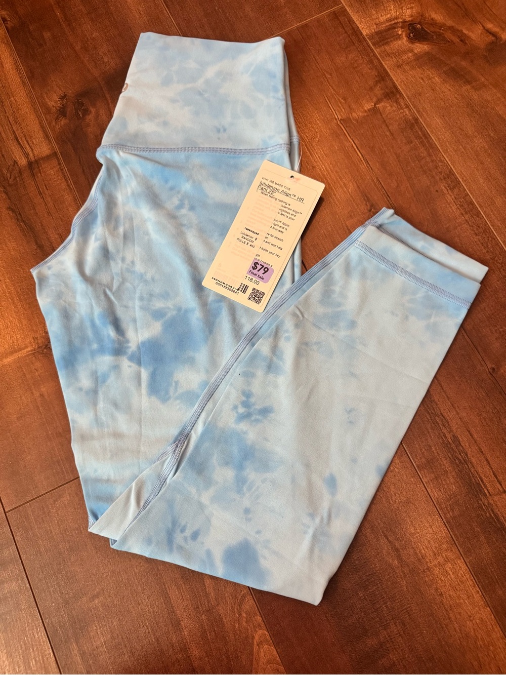 Lululemon Light Blue Tie-Dye High-Waist Leggings sz 8 NWT